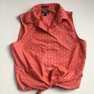 Lands’ End Polka Dot Button Up Tank